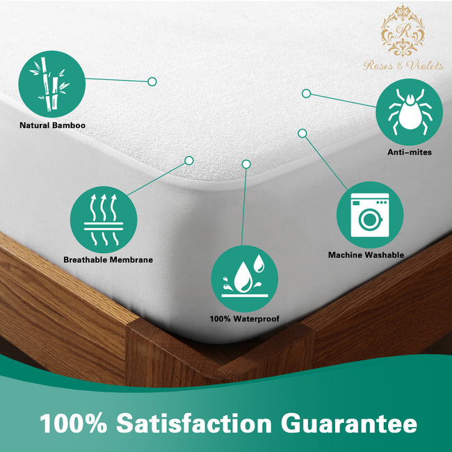 Roses & Violets Bamboo Terry Waterproof Mattress Protector