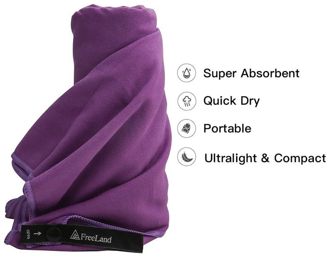 FreeLand Quick Dry Super Absorbent Microfiber Camping Towels Purple