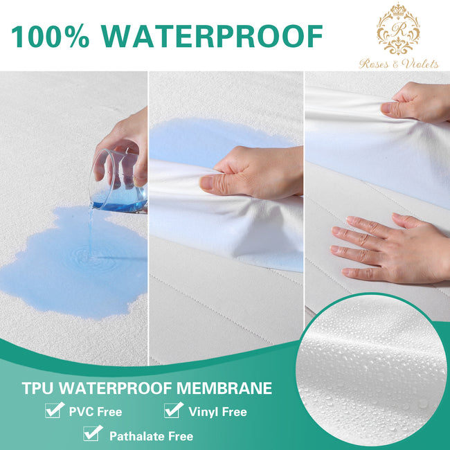 Roses & Violets Bamboo Terry Waterproof Mattress Protector