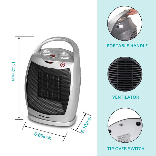 Ceramic Space Heater 750W/1500W, Portable Electric Heater