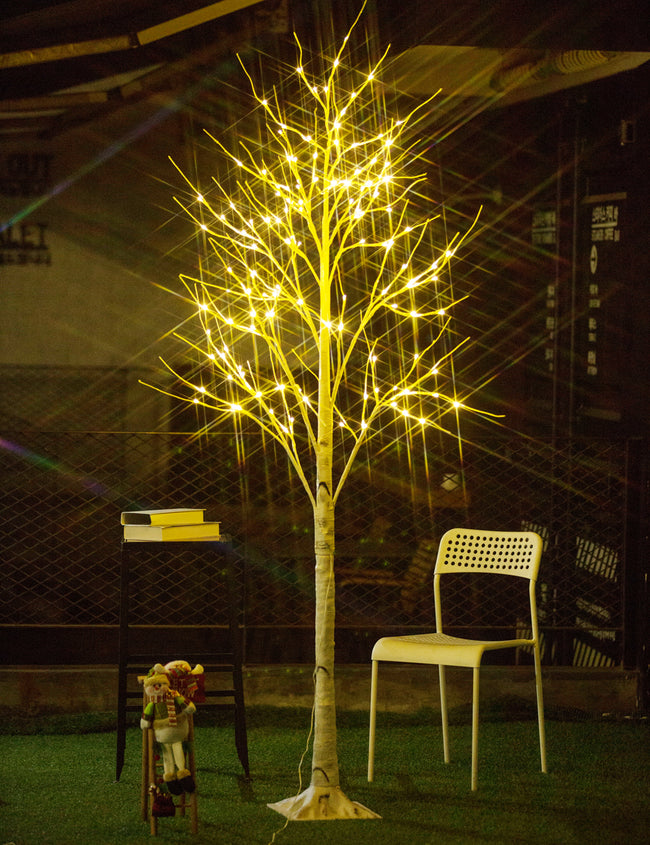 Birch Tree with 136 LED Bulbs, 8ft height Christmas Tree
