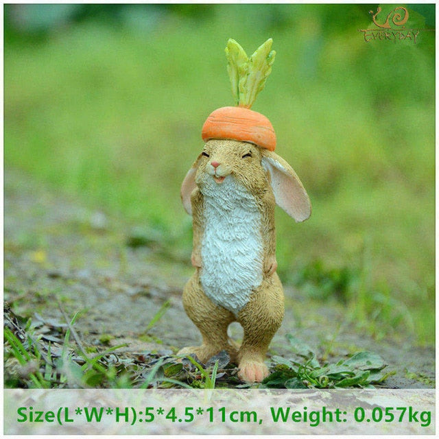 Everyday Collection Easter Decorations for Home Cute Rabbit Figurines Miniature Tabletop Ornaments Fairy Garden Thanksgiving
